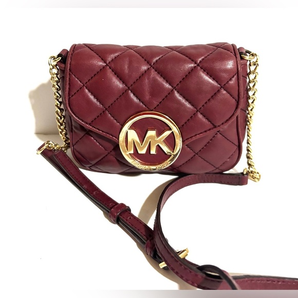 Michael Kors burgundy  and Gold Quilted Crossbody Bag - Picture 3 of 9